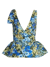 Ilhan Olive Sakura Taffeta Top