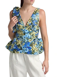 Ilhan Olive Sakura Taffeta Top