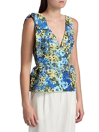 Ilhan Olive Sakura Taffeta Top