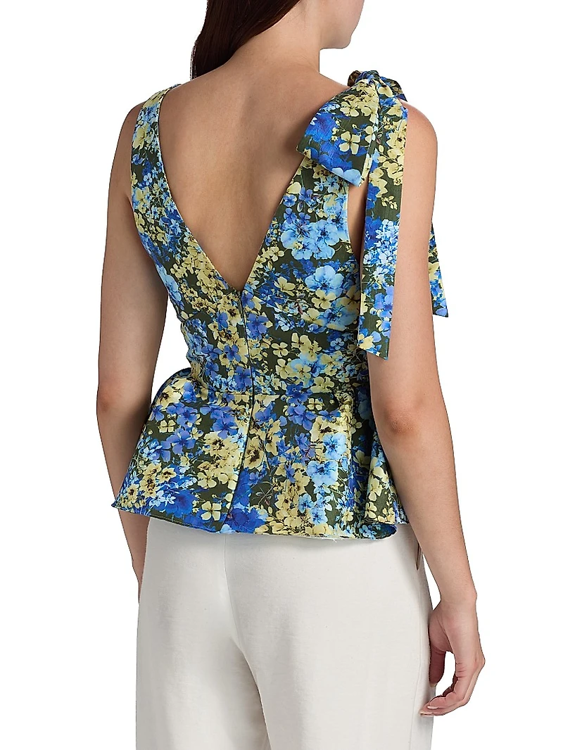 Ilhan Olive Sakura Taffeta Top