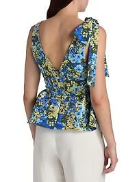 Ilhan Olive Sakura Taffeta Top