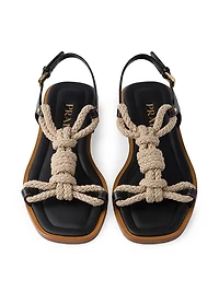 Flat Leather and Cord Sandals