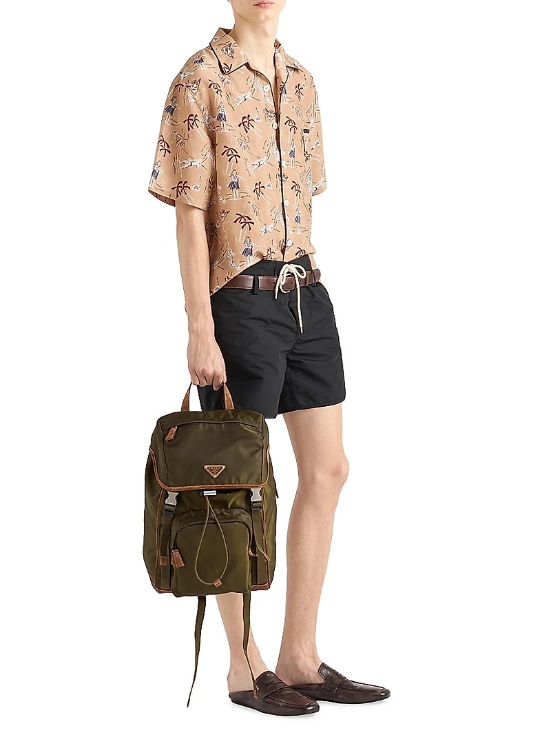 Printed Silk Blend Bowling Shirt