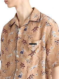 Printed Silk Blend Bowling Shirt