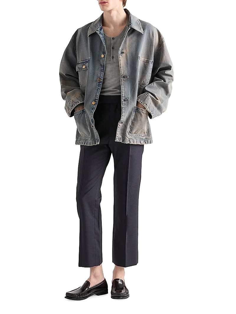 Distressed Canvas Blouson Jacket