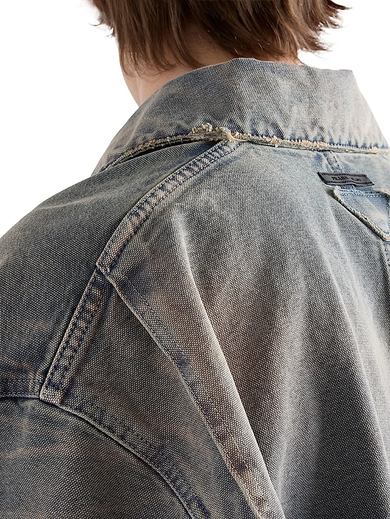 Distressed Canvas Blouson Jacket
