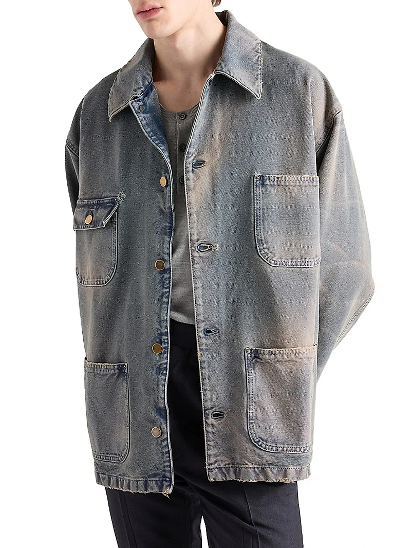 Distressed Canvas Blouson Jacket