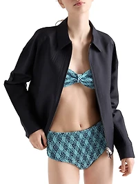 Checked Print Jersey Bikini Bottom