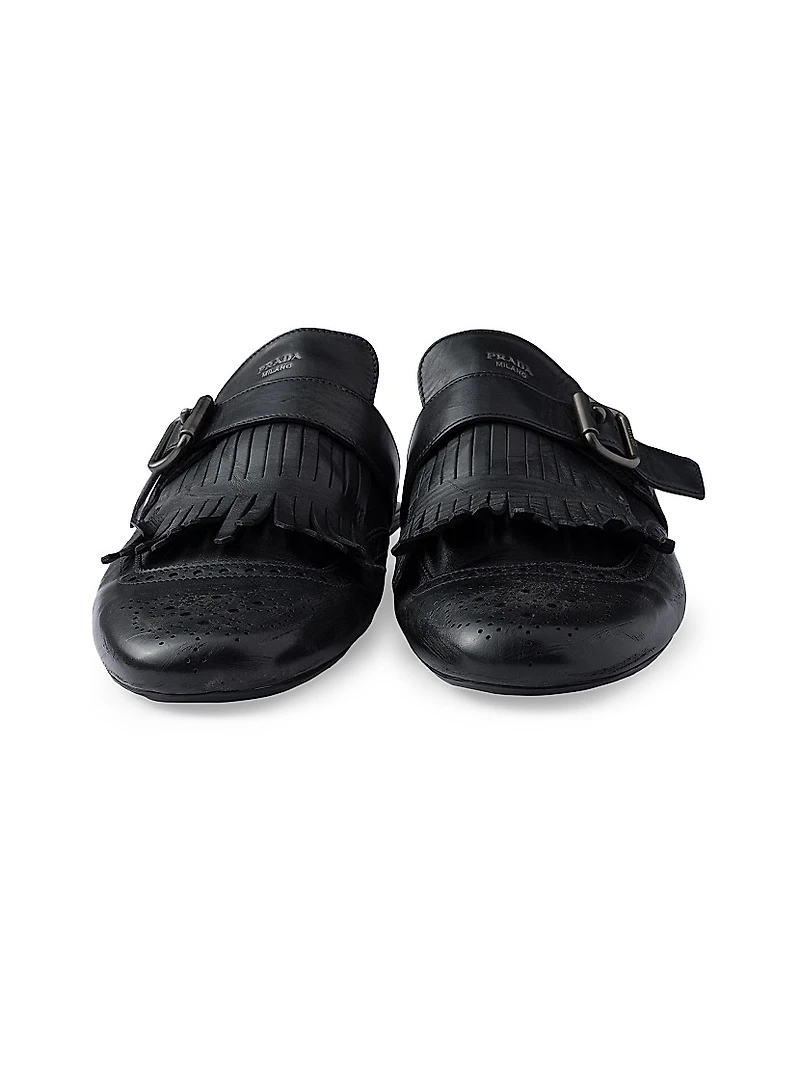 Shuffle Antiqued Leather Mules