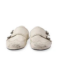 Shuffle Antiqued Leather Double Monk Strap Mules
