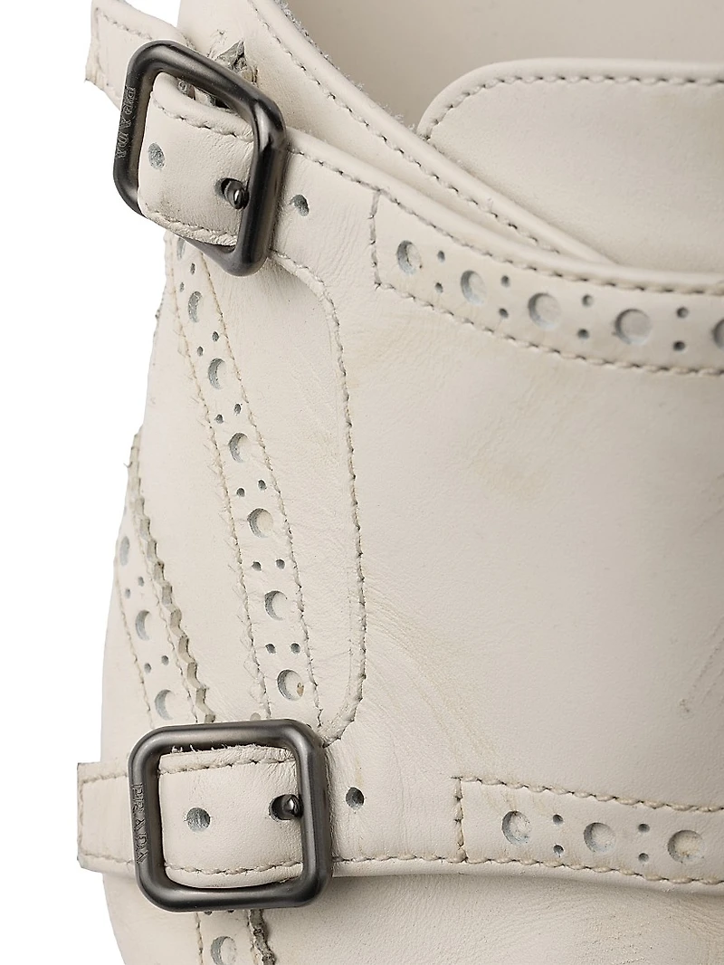 Shuffle Antiqued Leather Double Monk Strap Mules