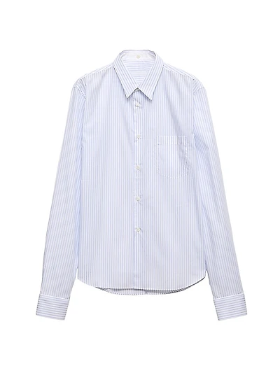 Striped Cotton Shirt with Double Collar