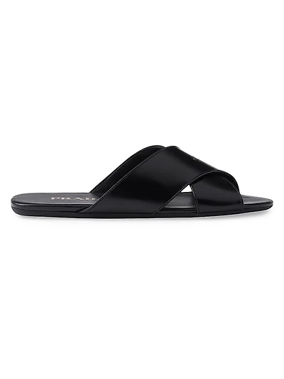Brushed Leather Slides