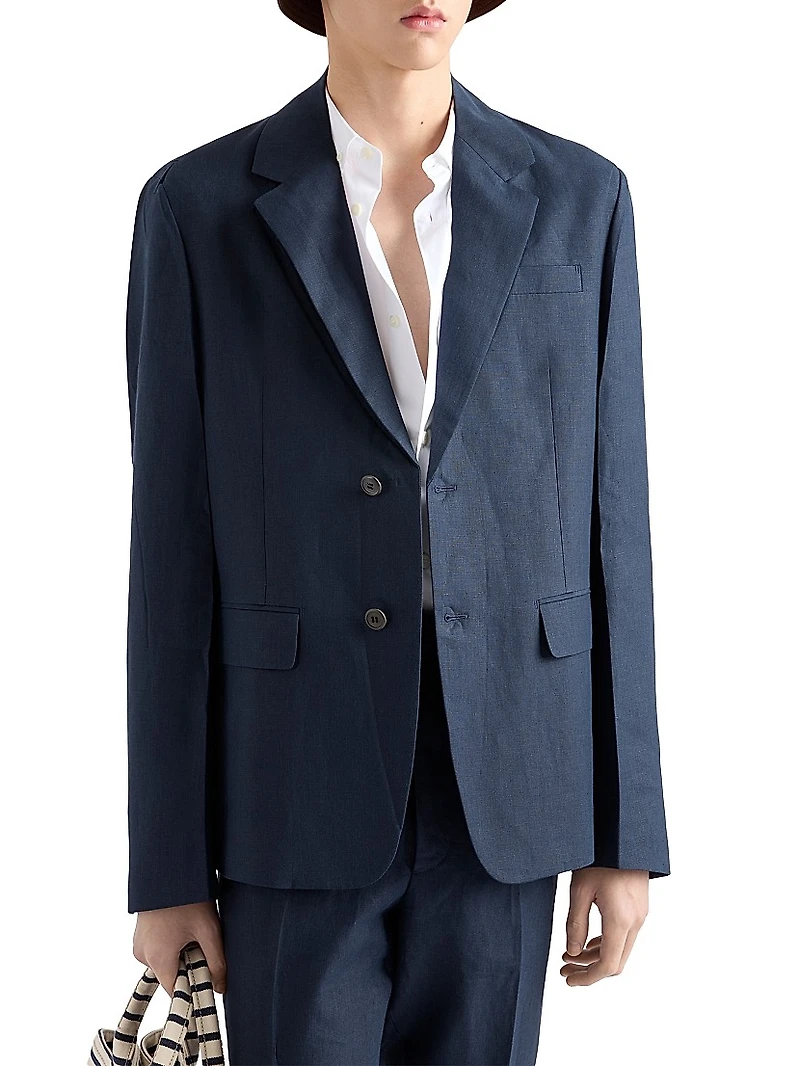 Single-Breasted Linen Jacket
