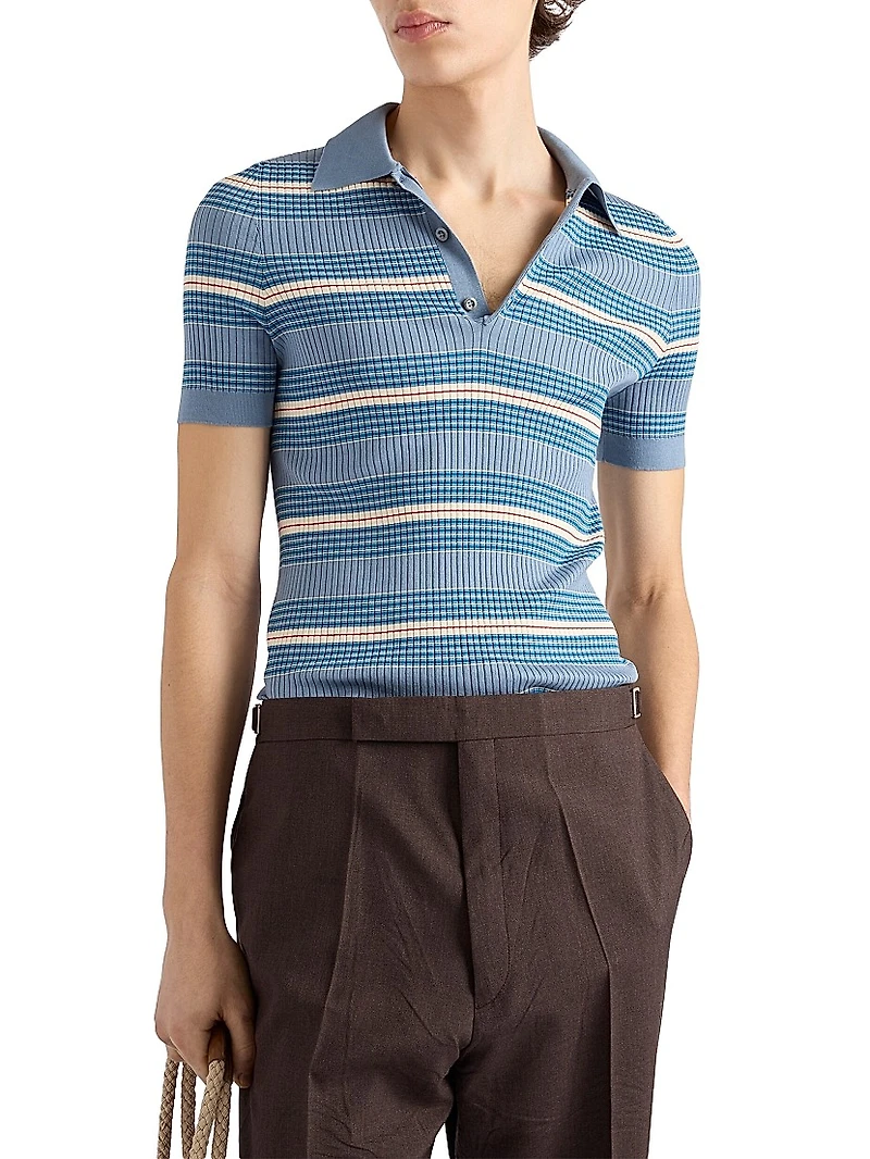 Striped Cotton Polo Shirt