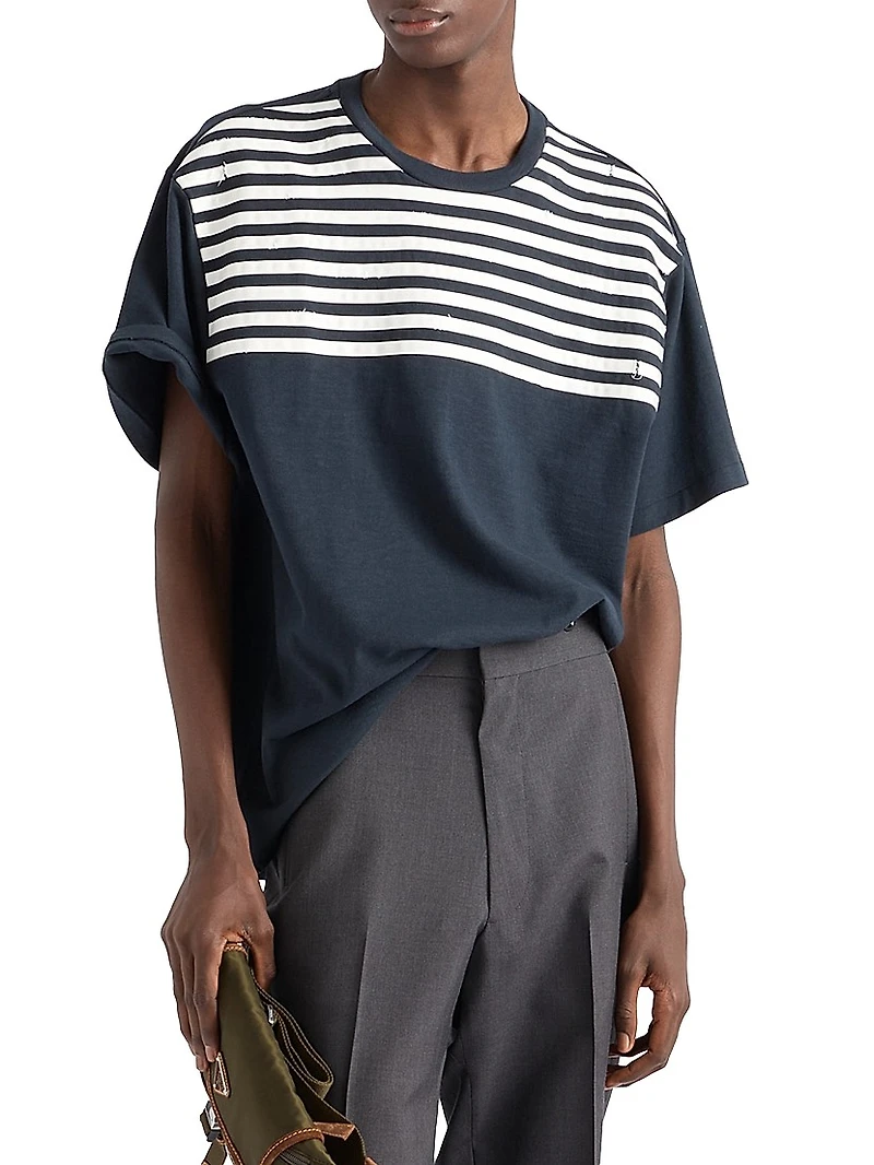 Oversized Striped Cotton T-Shirt