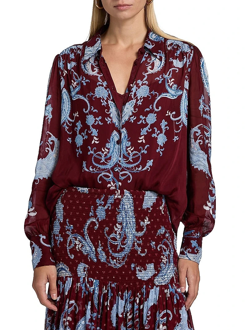 Hiba Paisley Blouson-Sleeve Shirt