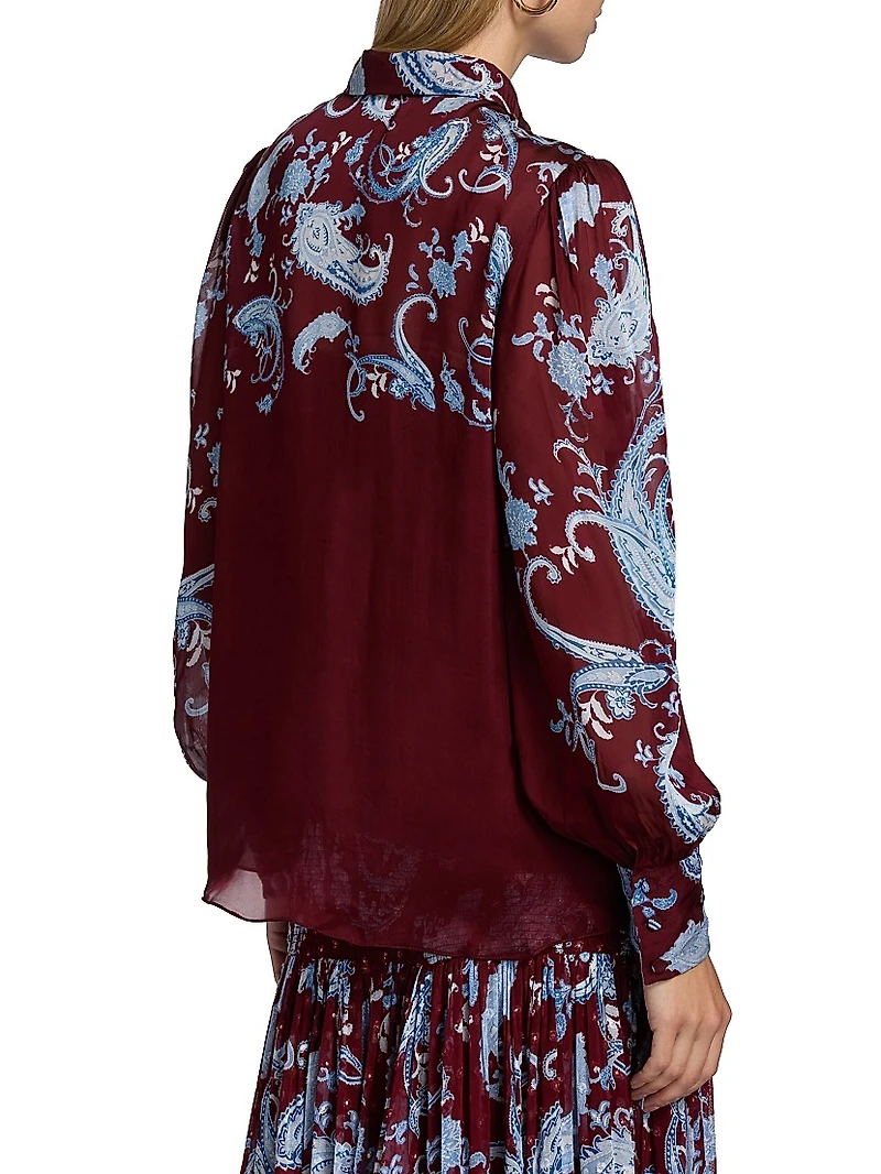 Hiba Paisley Blouson-Sleeve Shirt