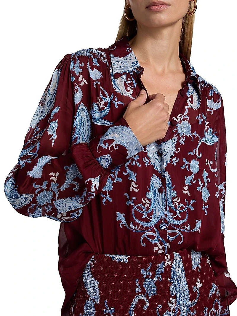 Hiba Paisley Blouson-Sleeve Shirt
