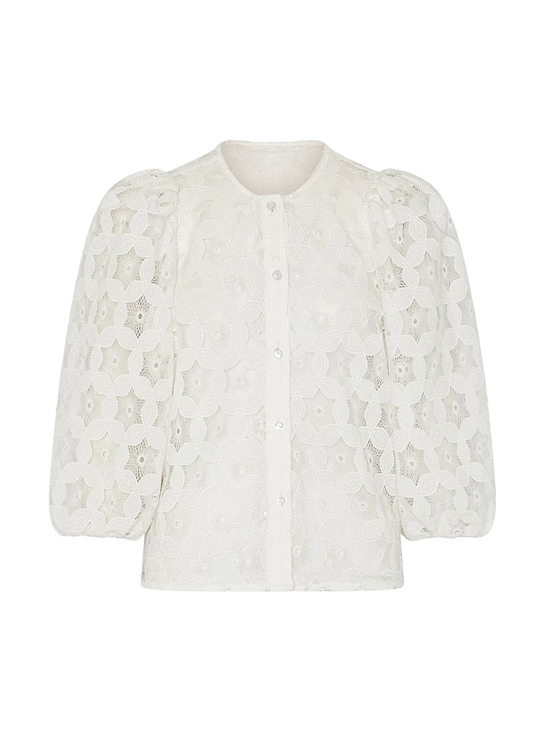 Nannie Circular-Embroidered Eyelet Blouse