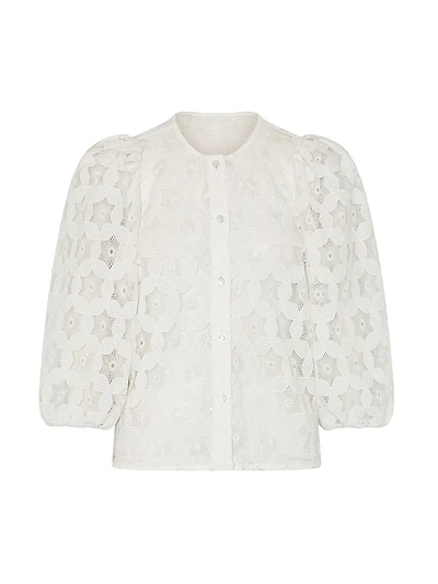 Nannie Circular-Embroidered Eyelet Blouse