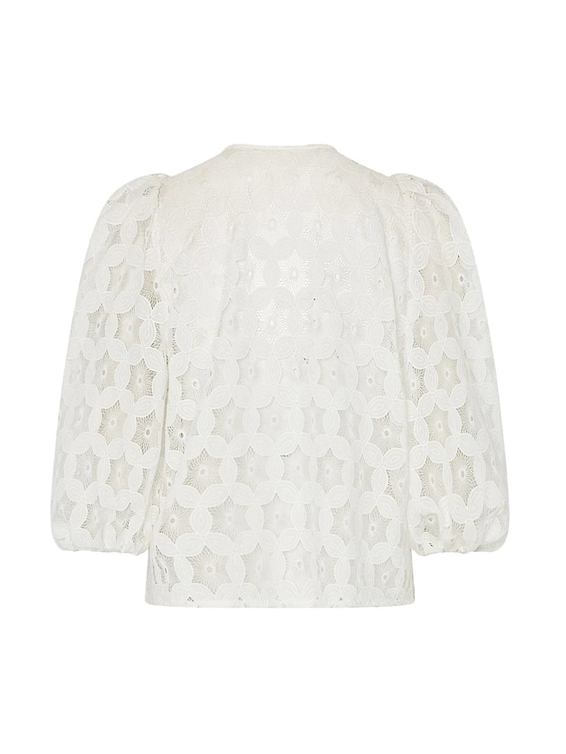 Nannie Circular-Embroidered Eyelet Blouse