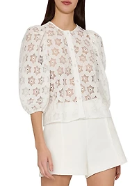 Nannie Circular-Embroidered Eyelet Blouse