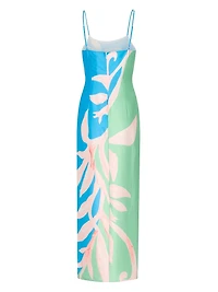 Floral Vine Satin Maxi Slipdress