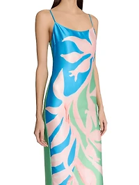 Floral Vine Satin Maxi Slipdress