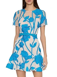 Rosie Grand Fleur Belted Embroidered Minidress
