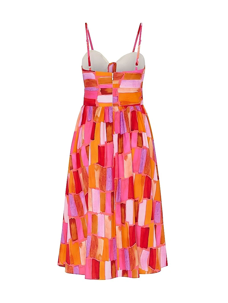 Natasha Printed Stretch Cotton Poplin Midi-Dress