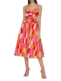 Natasha Printed Stretch Cotton Poplin Midi-Dress