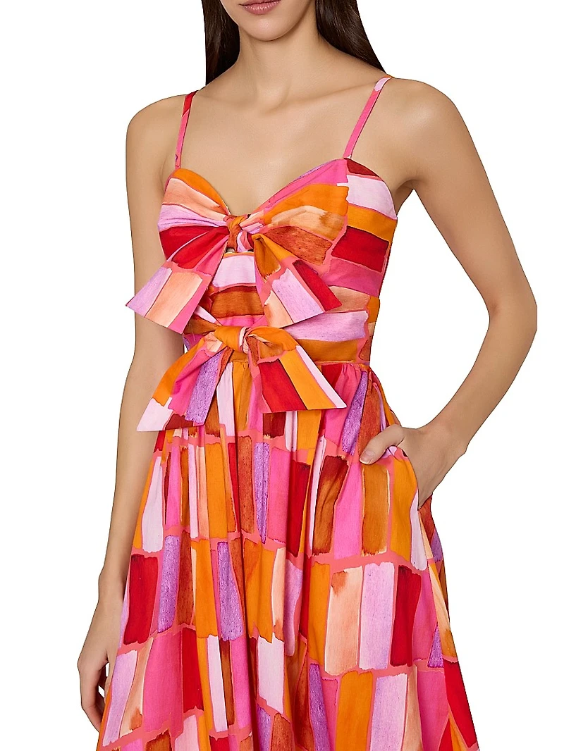 Natasha Printed Stretch Cotton Poplin Midi-Dress