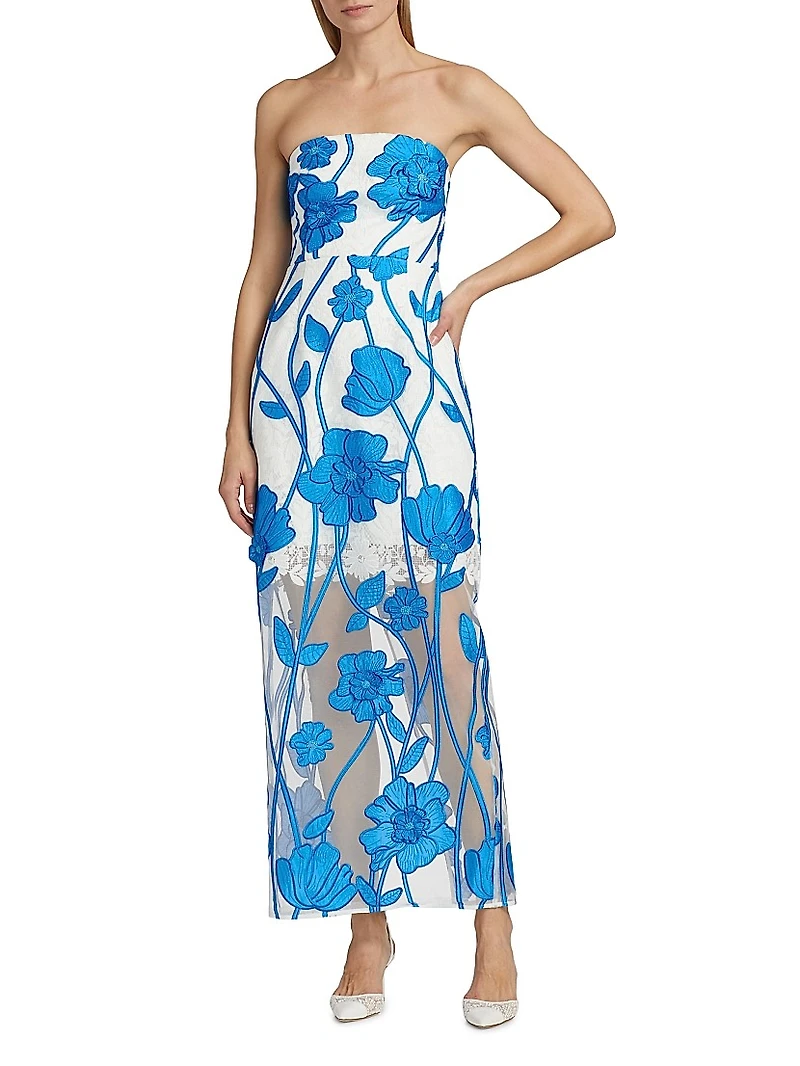 Magnolia Floral Embroidered Maxi Dress
