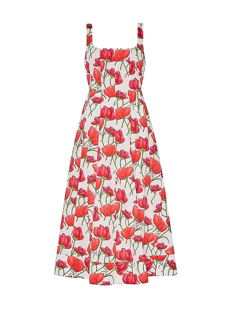 Nia Peonia Cotton Poplin Midi-Dress