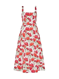Nia Peonia Cotton Poplin Midi-Dress