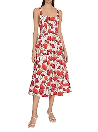 Nia Peonia Cotton Poplin Midi-Dress