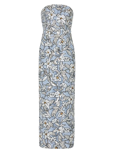 Magnolia Floral Sequined Strapless Dress