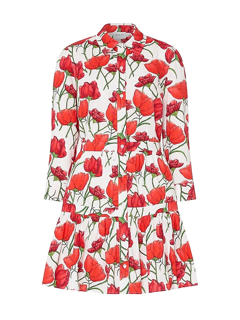 Priscilla Peonia Poplin Mini Shirtdress