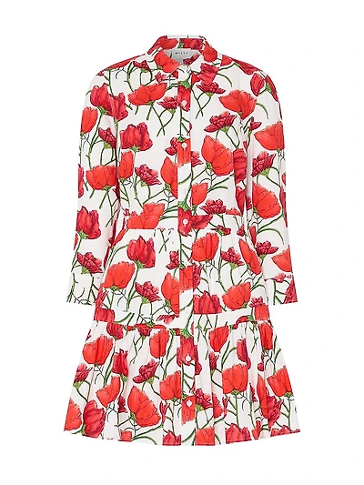 Priscilla Peonia Poplin Mini Shirtdress