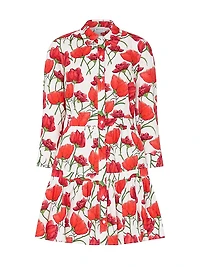 Priscilla Peonia Poplin Mini Shirtdress