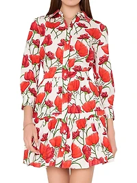 Priscilla Peonia Poplin Mini Shirtdress