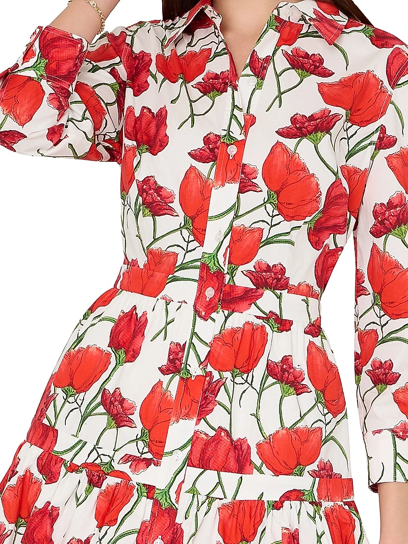 Priscilla Peonia Poplin Mini Shirtdress