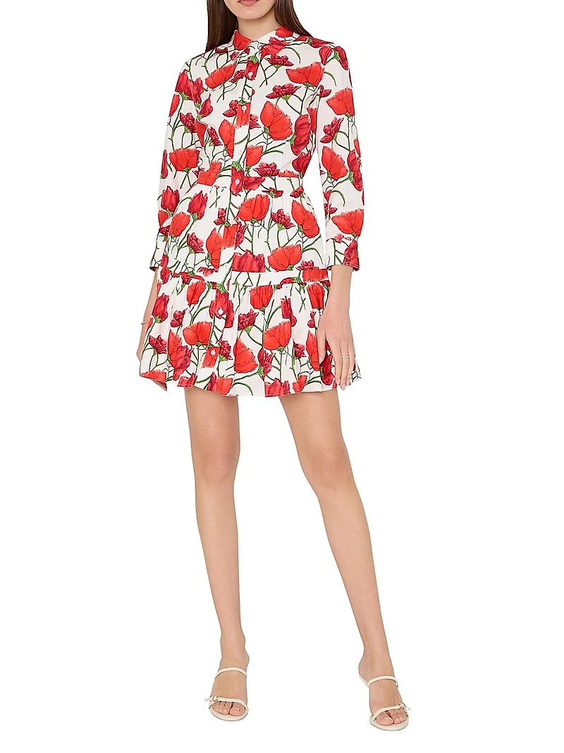 Priscilla Peonia Poplin Mini Shirtdress