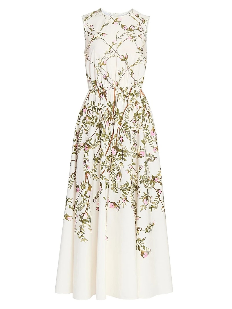 Floral Cotton Poplin Midi-Dress