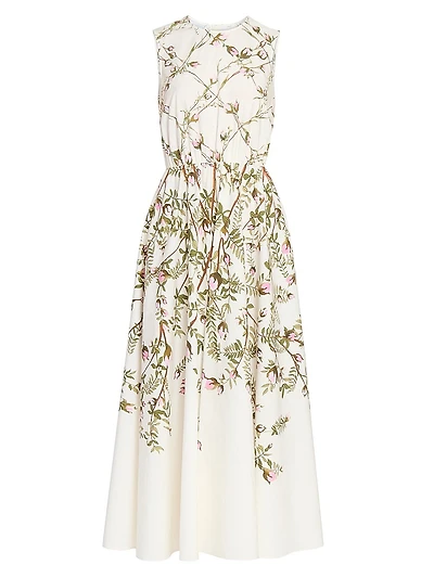 Floral Cotton Poplin Midi-Dress
