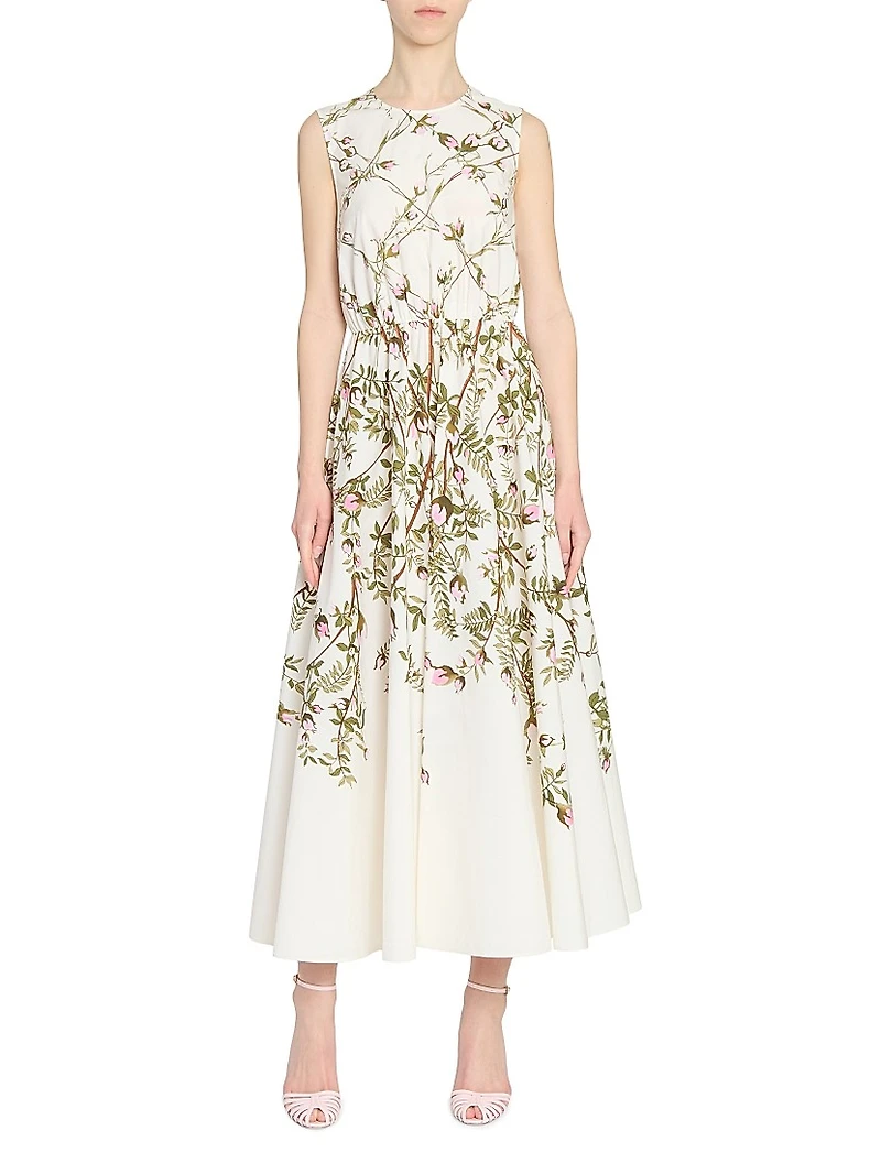 Floral Cotton Poplin Midi-Dress
