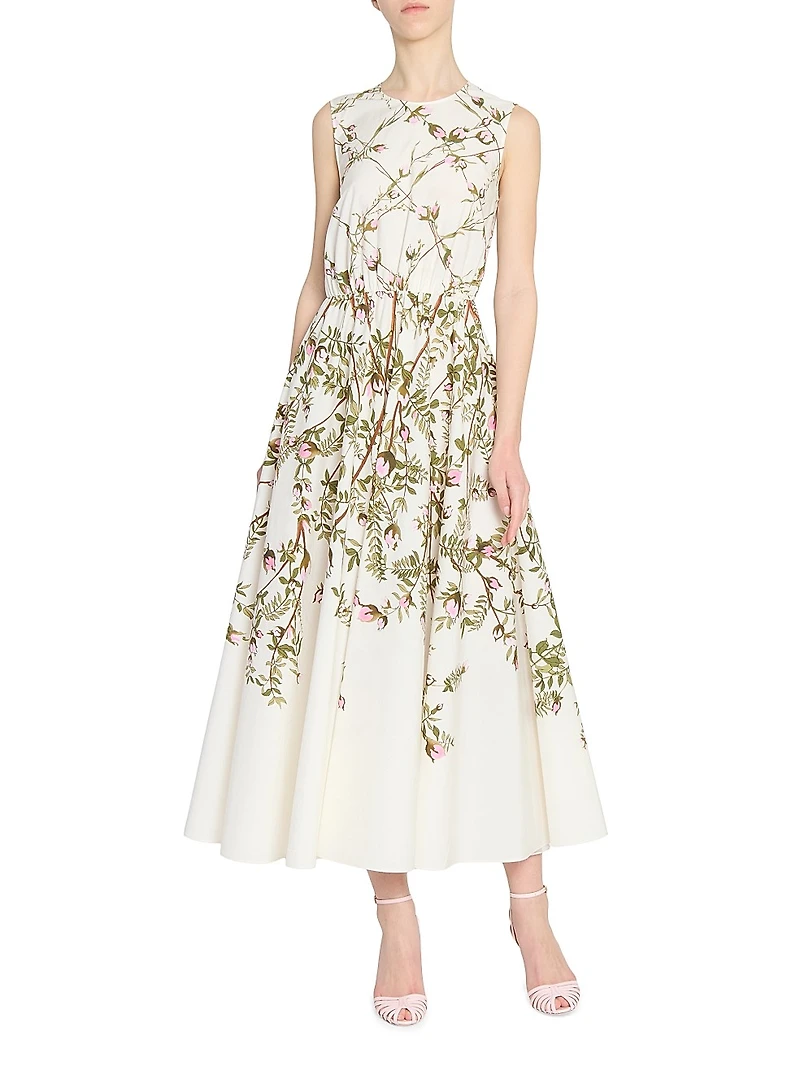 Floral Cotton Poplin Midi-Dress