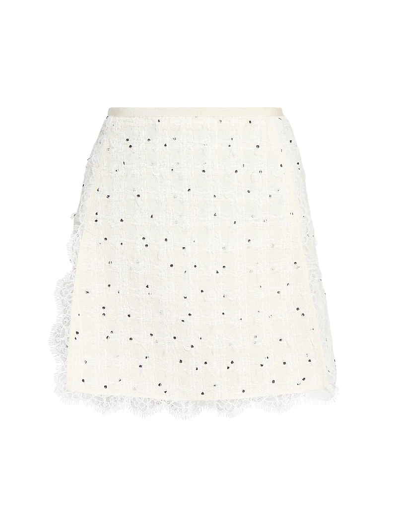Polka Dot Tweed Miniskirt