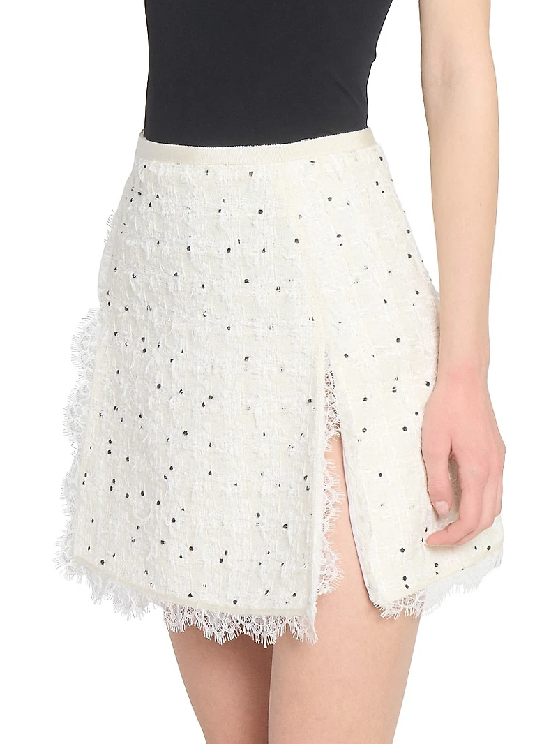 Polka Dot Tweed Miniskirt